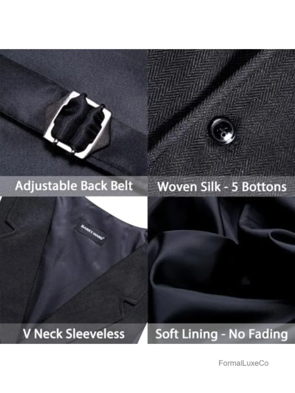 Men's Herringbone Slim Fit Waistcoat 5-Button Formal Vest